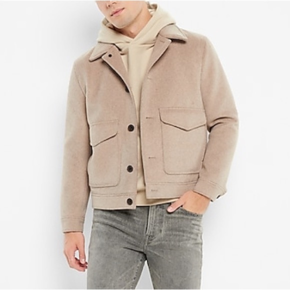 Express Tan Wool-Blend Trucker Jacket - Picture 3 of 12